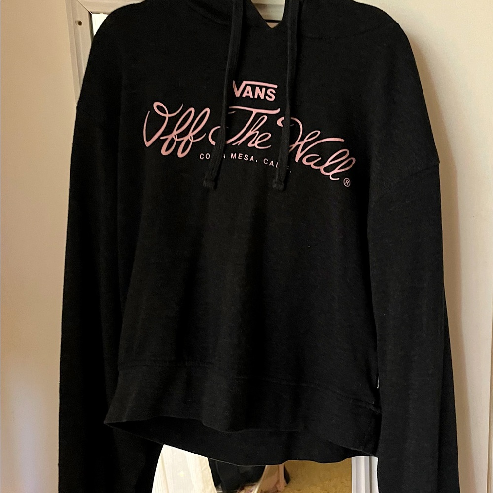 Vans Off The Wall grey crop hoodie